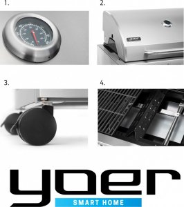Yoer SteakMaster GG01S Grill ogrodowy gazowy 17.2 kW 49 cm x 36 cm 12