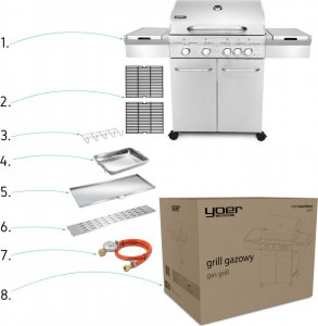 Yoer SteakMaster GG01S Grill ogrodowy gazowy 17.2 kW 49 cm x 36 cm 14