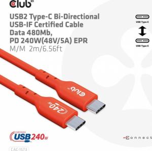 Kabel USB Club 3D USB-C - USB-C 2 m Pomarańczowy (CAC-1573) 6