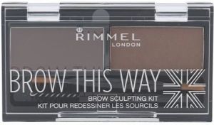 Rimmel  Brow This Way Scuplting Kit Cień do brwi 002 Medium Brown 2.4g 1