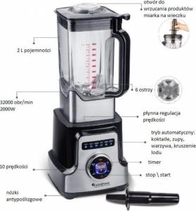 Blender kielichowy TurboTronic Blender Kielichowy wysokoobrotowy 32000 obr/min poj. 2L 2000w TurboTronic 5