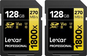 Karta Lexar Professional 1800x SDXC 128 GB + 128 GB Class 10 UHS-II/U3 V60 (LSD1800128G-B2NNG) 1