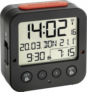 TFA TFA 60.2528.01 Bingo black Digital RC Alarm Clock w. Temper 1