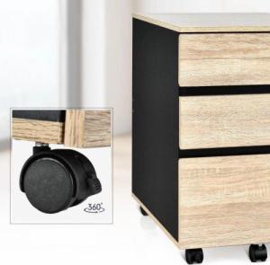 Costway Mobilna szafka na dokumenty z 3 szufladami do biura 39 x 53 x 58 cm 6
