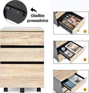 Costway Mobilna szafka na dokumenty z 3 szufladami do biura 39 x 53 x 58 cm 7