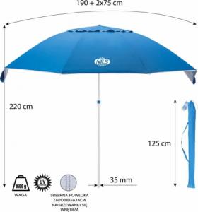 Nils Extreme NC7822 PARASOL PLAŻOWY XL 220 CM NILS CAMP 3
