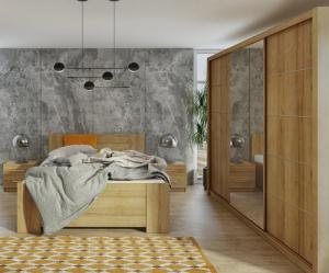 Selsey SELSEY Szafa przesuwna z lustrem Rinker 250 cm Dąb złoty 2