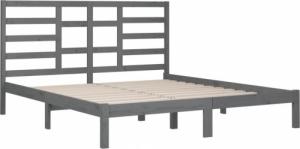 vidaXL vidaXL Rama łóżka, szara, lite drewno, 200 x 200 cm 4