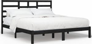 vidaXL Rama łóżka, czarna, lite drewno, 200 x 200 cm 2