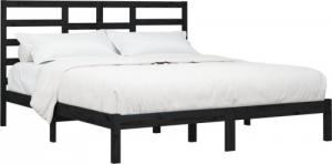 vidaXL Rama łóżka, czarna, lite drewno, 200 x 200 cm 3