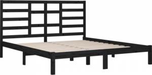 vidaXL Rama łóżka, czarna, lite drewno, 200 x 200 cm 4
