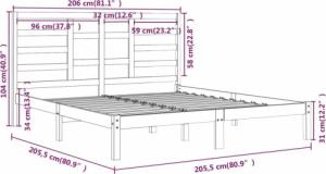 vidaXL Rama łóżka, czarna, lite drewno, 200 x 200 cm 6