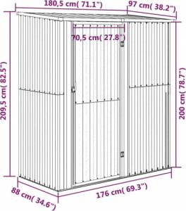vidaXL vidaXL Szopa ogrodowa na rowery, brązowa, 180,5x97x209,5 cm, stal 7