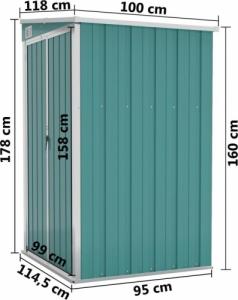 vidaXL vidaXL Szopa ogrodowa, mocowana do ściany, zielona, 118x100x178 cm 6