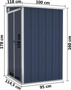 vidaXL vidaXL Szopa ogrodowa, mocowana do ściany, antracytowa, 118x100x178 cm 7