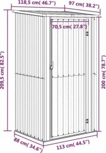 vidaXL vidaXL Szopa ogrodowa, zielona, 118,5x97x209,5 cm, stal galwanizowana 8