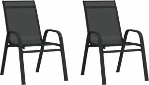 vidaXL vidaXL Sztaplowane krzesła ogrodowe, 2 szt., czarne tworzywo textilene 1