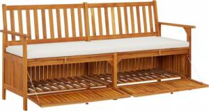 vidaXL Ławka ze schowkiem i poduszką, 170 cm, drewno akacjowe 3