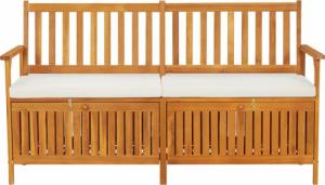 vidaXL Ławka ze schowkiem i poduszką, 148 cm, drewno akacjowe 2