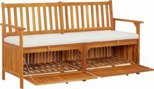 vidaXL Ławka ze schowkiem i poduszką, 148 cm, drewno akacjowe 4
