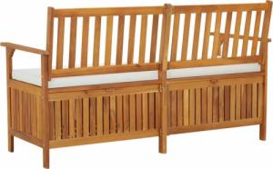 vidaXL Ławka ze schowkiem i poduszką, 148 cm, drewno akacjowe 5