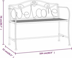 vidaXL vidaXL Ławka ogrodowa dla 2 osób, 104 cm, czarna, stalowa 7