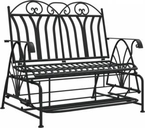 vidaXL vidaXL 2-osobowa, bujana ławka ogrodowa, 114 cm, czarna, stalowa 2
