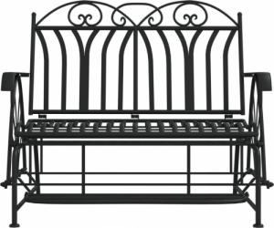 vidaXL vidaXL 2-osobowa, bujana ławka ogrodowa, 114 cm, czarna, stalowa 3