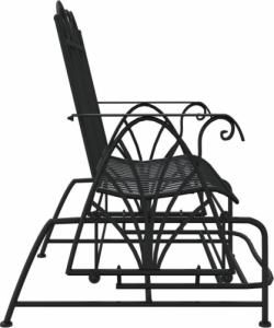 vidaXL vidaXL 2-osobowa, bujana ławka ogrodowa, 114 cm, czarna, stalowa 4