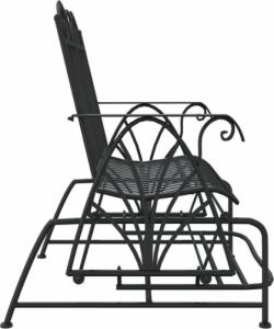 vidaXL vidaXL 2-osobowa, bujana ławka ogrodowa, 114 cm, czarna, stalowa 5