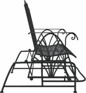 vidaXL vidaXL 2-osobowa, bujana ławka ogrodowa, 114 cm, czarna, stalowa 6
