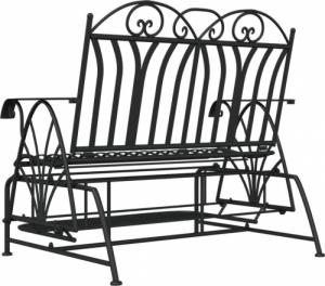 vidaXL vidaXL 2-osobowa, bujana ławka ogrodowa, 114 cm, czarna, stalowa 7