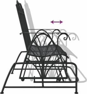 vidaXL vidaXL 2-osobowa, bujana ławka ogrodowa, 114 cm, czarna, stalowa 8