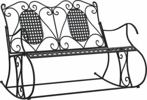 vidaXL vidaXL 2-osobowa ławka ogrodowa na biegunach, 113 cm, czarna, stalowa 2