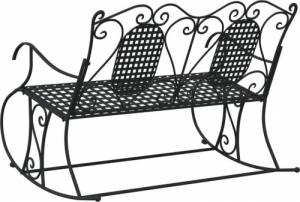 vidaXL vidaXL 2-osobowa ławka ogrodowa na biegunach, 113 cm, czarna, stalowa 5