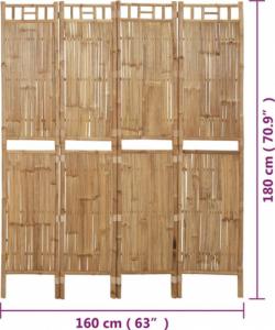 vidaXL Parawan 4-panelowy, bambusowy, 160 x 180 cm 8