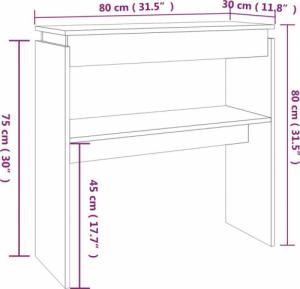 vidaXL Stolik konsolowy, brązowy dąb, 80x30x80 cm 6