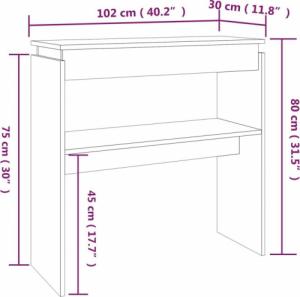 vidaXL Stolik konsolowy, szary dąb sonoma, 102x30x80 cm 6