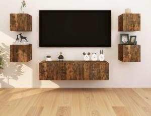 vidaXL vidaXL Wiszące szafki TV, 2 szt., przydymiony dąb, 30,5x30x30 cm 6