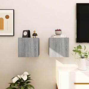 vidaXL vidaXL Wiszące szafki TV, 2 szt., szary dąb sonoma, 30,5x30x30 cm 5