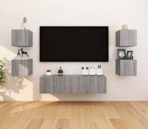 vidaXL vidaXL Wiszące szafki TV, 2 szt., szary dąb sonoma, 30,5x30x30 cm 6