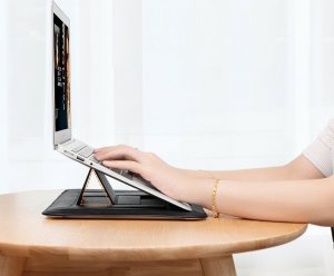 Etui Nillkin Nillkin 2w1 pokrowiec na MacBooka 16`` etui torba na laptopa podstawka czarno-biały 11