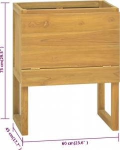 vidaXL Szafka łazienkowa, 60x45x75 cm, lite drewno tekowe 8