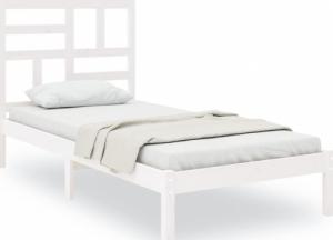 vidaXL Rama łóżka, biała, lite drewno, 75x190 cm, pojedyncza 2