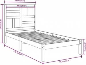 vidaXL vidaXL Rama łóżka, biała, lite drewno, 90x190 cm, pojedyncza 6