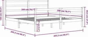 vidaXL vidaXL Rama łóżka, szara, lite drewno sosnowe, 200 x 200 cm 6