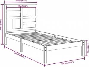 vidaXL Rama łóżka, biała, lite drewno, 100 x 200 cm 6