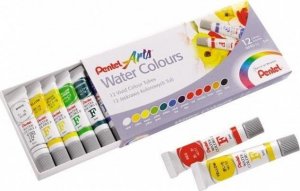 Farby akwarelowe w tubach 12 kolorów PENTEL 1