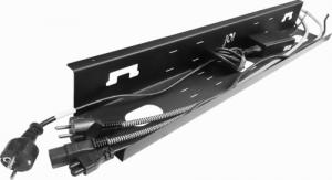 Organizer Wojtap Organizer kabli pod biurko 800x130x80 mm otwarty czarny + taśma rzepowa + listwa zasilająca 4