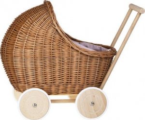 WickerPL LILI WÓZEK WIKLINOWY DLA LALEK Z OBSZYCIEM Pudrowy Róż 48X28 H26/47 CM 5